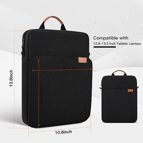 13 inch iPad Sleeve Carrying Bag for 13 inch iPad Pro M5 & Air M4/M3 2026, iPad Pro 12.9, 13.8" Surface Laptop 7th, Padded Trave Tablet Case with Shoulder Strap, Black - color: Black, size: 12.9-14 inch