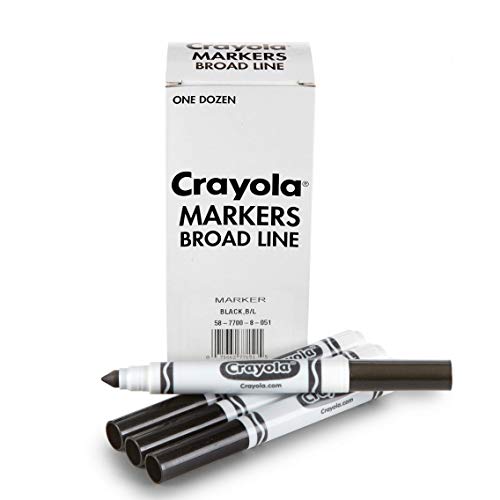Crayola Broad Line Markers - Black (12ct), Markers for Kids, Bulk School Supplies for Teachers, Nontoxic, Marker Refill with Reusable Box - color: Black