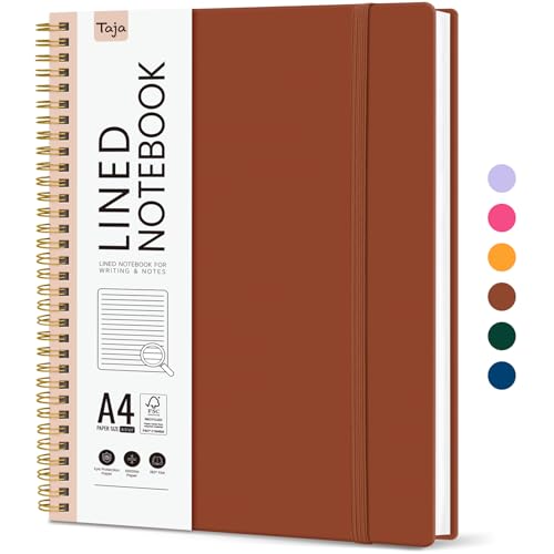 Taja Spiral Lined Notebook, 8.5"x11" Notebooks for Work, Large A4 Journal for Women & Men, College Ruled Journaling Notebook for Writing, Plastic Cover Spiral Journal, Rust Brown - color: C - Rust Brown, style: A - Lined（1Pack）