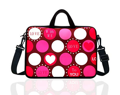 14-Inch Laptop Shoulder Bag Sleeve Case With Handle For 13" 13.3" 14" 14.1" Netbook/Macbook Air Pro (Red Heart) - color: Red Heart