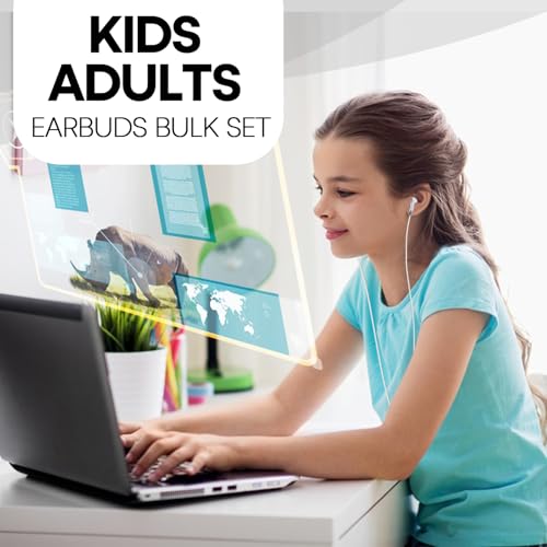 200 Packs Classroom Earbuds Bulk Headphones for Kids School Students Children, Wholesale Class Set Durable Earphones, Individually Bagged (200 White) - color: White, size: 200 PACK