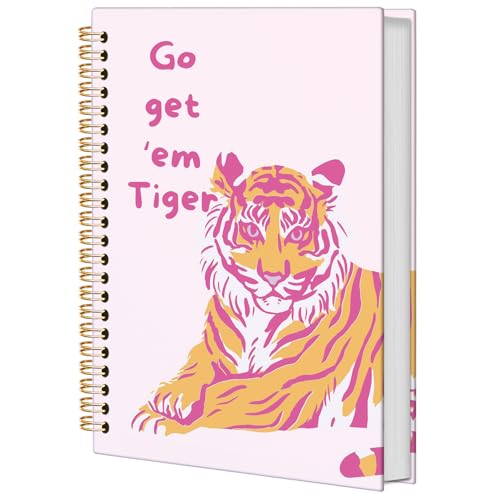 Preppy Pink Tiger Spiral Journal Notebook for Women,Trendy Preppy Aesthetic Notebooks, Tigers Journals for Writing, Pink Notebook for Note Taking, Tiger Lovers Gifts for Women Men,5.5x8.3 Inch - color: Pink Tiger
