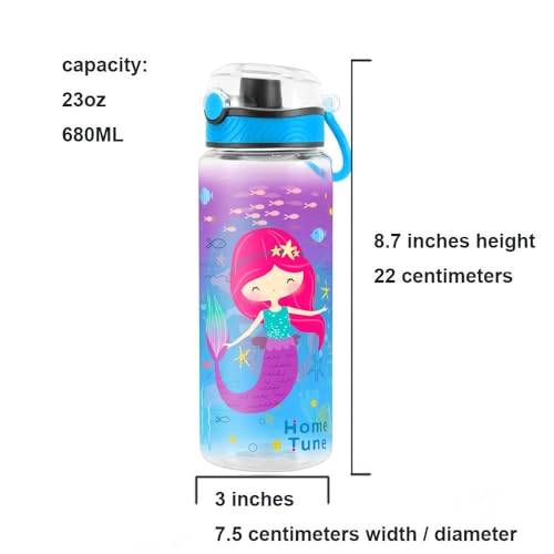 Cute Water Bottle for School Kids Girls, BPA FREE Tritan & Leak Proof & Easy Clean & Carry Handle, 23oz/ 680ml (Mermaid 2) - color: Mermaid 2