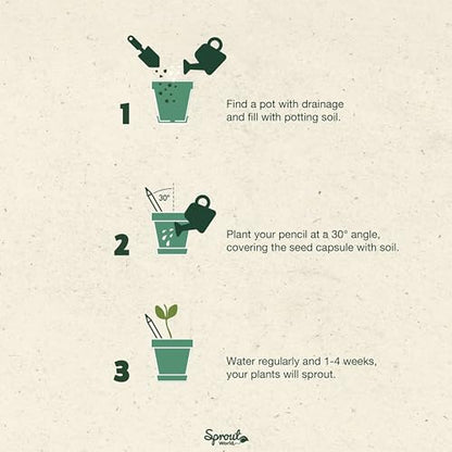 SproutWorld Pencils Spread The Love Edition, 8 Pack with Plantable Seeds | Plantable graphite pencils with flower, herb and vegetable seeds, heartwarming quote gift, for writing, drawing and planting