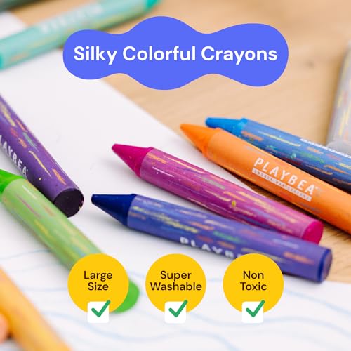 PLAYVIBE Jumbo Crayons - 18 Count, Multicolor, Washable | Washable break-resistant jumbo crayons - easy grip, non-toxic - Use for toddlers & kids, mess-free art