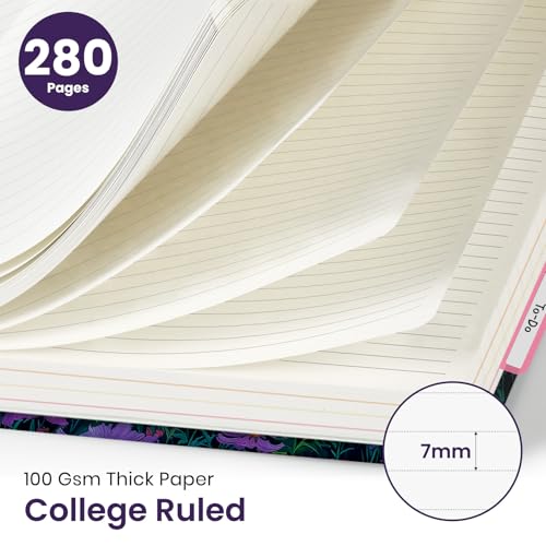 Large Spiral Lined Notebook for Work with Dividers & Tabs, 8.5"x11" Hardcover 5 Subject Notebook, College Ruled, 280 Pages, Starlit Valley - color: H - Starlit Valley