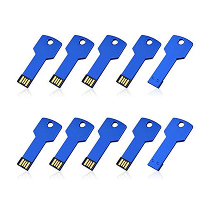 RAOYI 10 Pack 4GB USB Flash Drive USB 2.0 Metal Key Shape Memory Stick Thumb Drive Pen Drive-Blue - color: Blue, size: 4GB