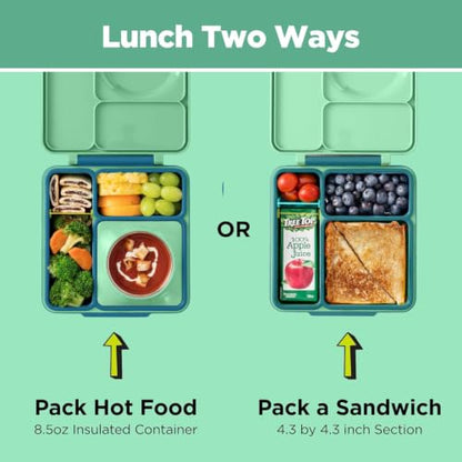 Omie OmieBox Kids Insulated Leakproof Bento Lunch Box with Food Jar (Meadow) - color: Meadow
