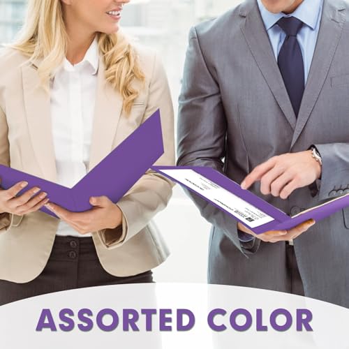 Two Pocket Folders, PANDRI 30 Pack 2 Pocket Folders, Letter Size Paper File Folder for School Office Home Business, Purple - color: Purple