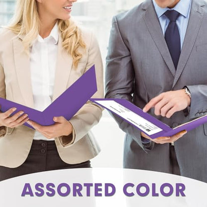 Two Pocket Folders, PANDRI 30 Pack 2 Pocket Folders, Letter Size Paper File Folder for School Office Home Business, Purple - color: Purple