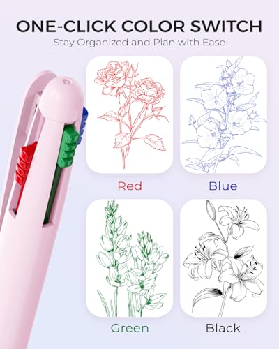 Four Candies 4-in-1 Multicolor Pens, 1.0 mm, 9 Pack | Quick-Dry Ink, Smooth Writing, Comfort Grip, Macaron Colors, School, Office & Nurse Supplies - color: Black, Green, Red, Blue