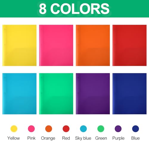 Cholemy 132 Packs Pocket Folders with Prongs Heavy Duty Plastic Folder with Business Card Slot 3 Prong Fasteners for School Office (Cute) - color: Cute