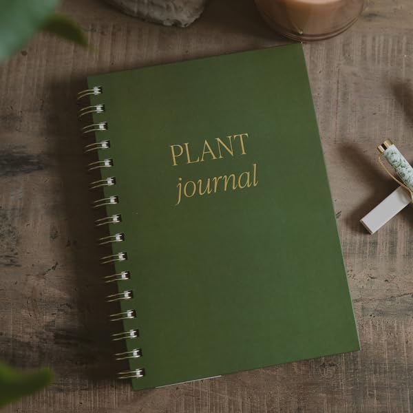 Sweet Water Decor Plant Journal, Cute Lined Spiral Notebook for Women, 125 Prompt Pages for Writing & Tracking Plant Growth, Green Matte Laminate Hardcover Diary with Gold Foil Details - style: Plant