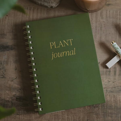 Sweet Water Decor Plant Journal, Cute Lined Spiral Notebook for Women, 125 Prompt Pages for Writing & Tracking Plant Growth, Green Matte Laminate Hardcover Diary with Gold Foil Details - style: Plant