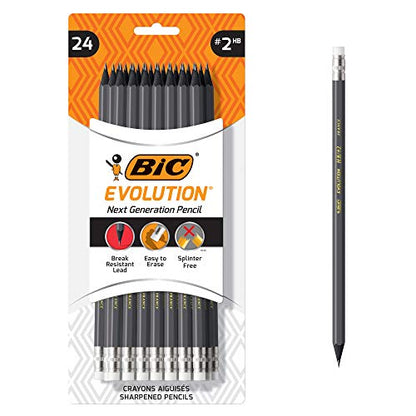 BIC Evolution Cased Pencil, 2 Lead, Gray Barrel, 24-Count - color: Gray, size: 1 Count (Pack of 1)