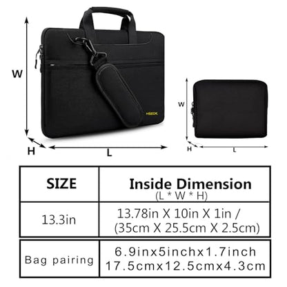 Hseok Laptop Shoulder Bag 13-14 inch Shockproof Water-Resistant HandBag with Small Case Compatible with MacBook Pro/Neo 14" M5/M4/M3/M2/M1, Mac Air/Pro 13.3", XPS 13/14, Most 13"-14" PC,Black - color: Black, size: 13"-14"