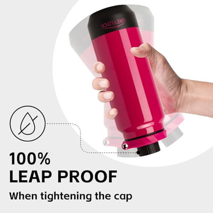 GREYLOCK 32 oz Insulated Water Bottle with Straw Lid, Leakproof Reusable Stainless Steel Vacuum Flask, 24hr Cold & Hot, Carry Handle & Silicone Spout, BPA-Free for Gym, Hiking, Travel, Red - color: Raspberry Ridge, size: 32 Ounces