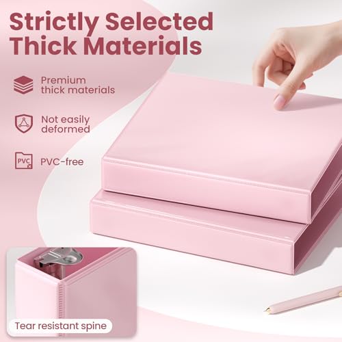 SUNEE 3 Ring Binder, 1 Inch D Ring, Clear View PVC-Free (Fit 8.5x11 Inches), Pink, 1 Pack - color: Pink, size: 1 Inch, style: 1 Pack