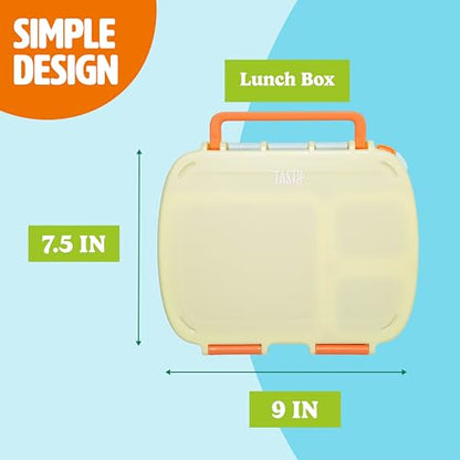 Tasty Bento Style Lunch Box, 4 Compartments with Built-In Phone Stand, BPA-Free Plastic, Portable Food Storage Container, Aqua - color: Aqua