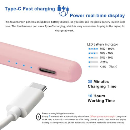 Stylus Pens for Touch Screens Power-Display Tablet Pen POM Tip Magnetic Digital Touch Pen Compatible with iPhone/iPad/Lenovo/and Other iOS/Android Smartphone and Tablet Devices (Gradient Pink) - color: 2SS-Gradient Pink