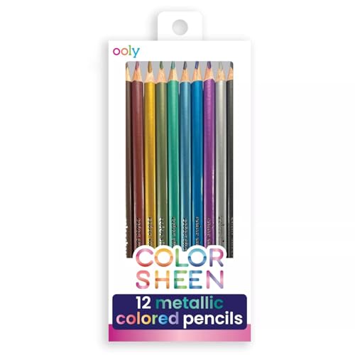 Ooly Metallic Sheen Colored Pencils Set of 12,Drawing and Coloring Pencils for Kids and Adults, Colorful School Supplies for Any Arts and Crafts, Adult Coloring Books - style: Metallic Pencils