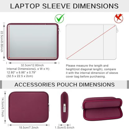 RAINYEAR 13 Inch Laptop Sleeve Compatible with 13.3" MacBook Air/Pro M1 M2 M3 M4 M5 A3449 A3240 A3113 A2681 A2338 Case Bag with Front Pocket Accessories Pouch (Red, Upgraded Version) - color: Red(Upgraded Version), size: 13"
