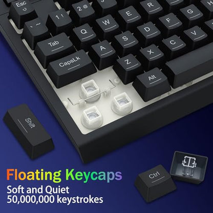 Redragon K524 Wired Gaming Keyboard, RGB Backlit, 75% Compact Quiet Membrane Keyboard with Programmable Macro and Multimedia Keys, Anti-ghosting, Spill Resistant for Win/MAC/PS/Xbox - color: Wired