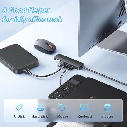 USB Hub 4 Port, VIENON USB 3.0 Hub USB Splitter for Laptop, USB Port Extender USB A Hub for PC, Desktop, Xbox, PS4, Flash Drive, Printer, Keyboard, Mouse, HDD, Plug and Play - size: 1FT