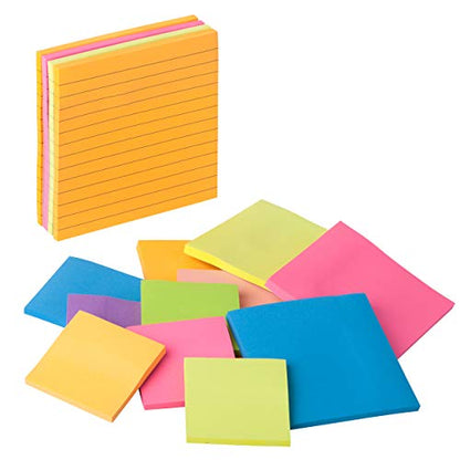Mr. Pen- Sticky Notes Set, 15 Pack, 2"x2", 3"x3", 4"x4", 600 Sheets | Lined & Blank Notes, Self-Stick Sticky Pads for Bible Study, Office, School, Planning, Journaling & Organization - size: 3x3 inches