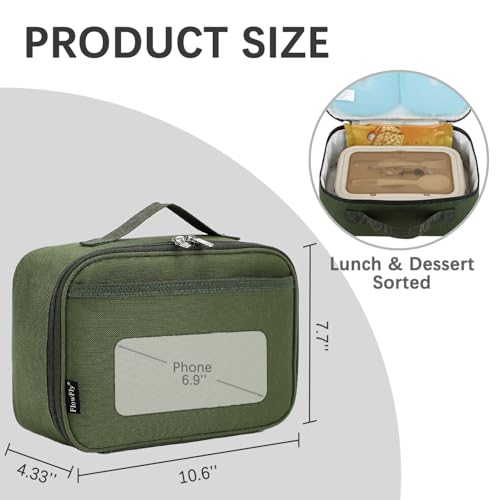 FlowFly Kids Lunch box Insulated Soft Bag Mini Cooler Back to School Thermal Meal Tote Kit for Girls, Boys, Green - color: Green