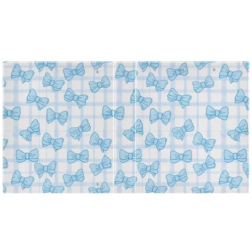 Cute Bows Grid Checkered Blue Bow Binder 3 Ring 1.5 Inch Binder with Clipboard&Pockets, Hardcover Binders Heavy Duty Large File Folder for Office School Supplies - Holds 200 Sheets - color: Grid Checkered Blue Bow, size: 1 Pack-12.4x10.63in