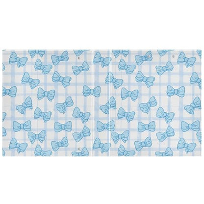 Cute Bows Grid Checkered Blue Bow Binder 3 Ring 1.5 Inch Binder with Clipboard&Pockets, Hardcover Binders Heavy Duty Large File Folder for Office School Supplies - Holds 200 Sheets - color: Grid Checkered Blue Bow, size: 1 Pack-12.4x10.63in