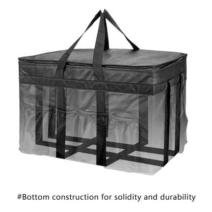 3XL Insulated Food Transport Bag - Reusable Cooler Bag for Cold and Hot Food Delivery with Lid and Double Zipper - size: 3XL Pro