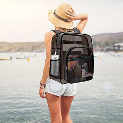 Clear Backpack,Sturdy Shape Heavy Duty Large Clear Backpack - color: A-black