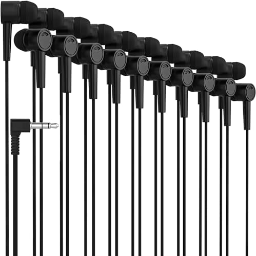 Maeline Bulk Earbuds 10 Pack Stereo Headphones Ideal for K-12-College Classrooms, Library, Travel, Gym, Museum, 3.5mm Plug, Tangle-Free Wired Earbuds for Phone, Tablet, Computer, Laptop, Black - color: Black, size: 10 Pack
