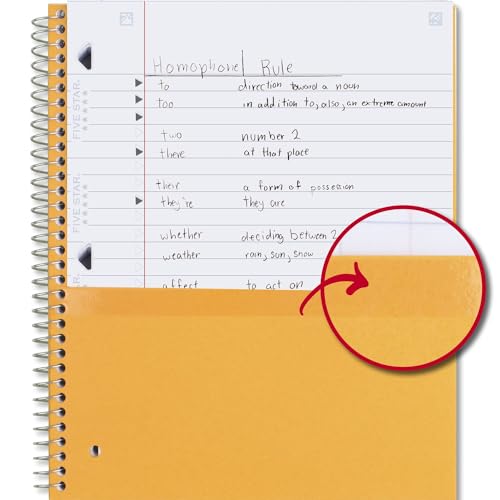Five Star Spiral Notebook 3 Subject Wide Ruled | Forest Green | 150 Sheets | Water Resistant Cover | Pack of 6 - color: Green, size: 8" x 10-1/2" (Pack of 6)