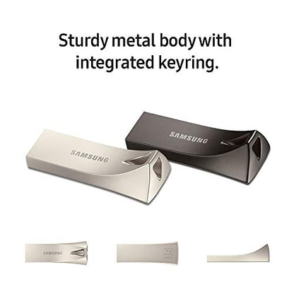 SAMSUNG BAR Plus 3.1 USB Flash Drive, 128GB, 400MB/s, Rugged Metal Casing, Storage Expansion for Photos, Videos, Music, Files, MUF-128BE3/AM, Champagne Silver - color: Silver, style: 128 GB