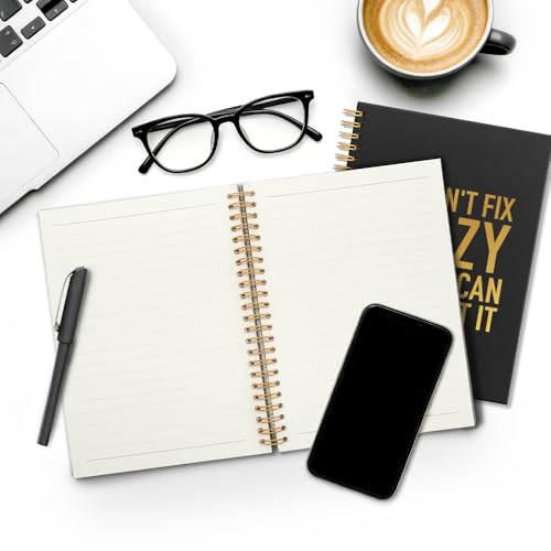 You Can't Fix Crazy But You Can Document It Black Golden Horizontal Lined Spiral Notebook, Funny Spiral Notebook Gifts for Coworker Friend Office Worker Boss Leader, Humor Office Journal - style: Crazy
