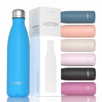 WATERSY Stainless Steel water bottles,17oz/500ml Insulated Water Bottles,Blue metal water bottle Keeps Drink Cold and Hot,BPA Free kids water bottles for School,Gym,Travel,Sports - color: Blue
