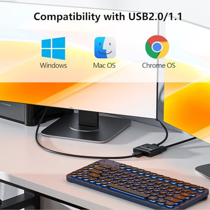 USB 3.0 Switch Bi-Directional - USB3.0 Switcher 2 in 1 Out or 1 in 2 Out 2 Computers Share, Plug & Play Aluminum USB Selector | Splitter Sharing Devices for Mouse Keyboard Printer Scanner - color: Black