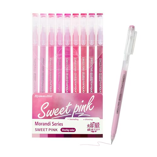 9 Colored Gel Pens Set, 0.6mm Fine Point for Black Paper & White Paper, Pens for Journaling, Adult Coloring Books, Bible, Drawing, Note Taking, Art & Journaling Supplies (Cute Pink) - color: Sweetheart Pink