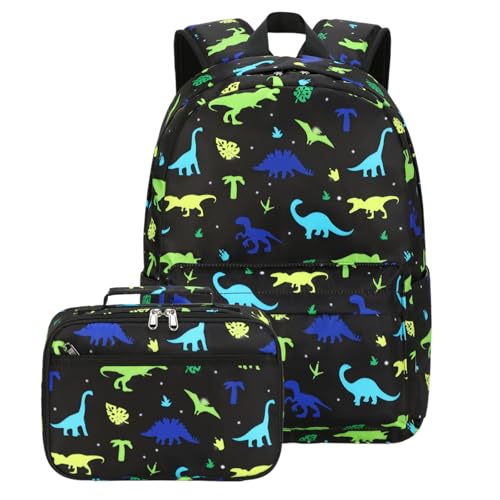 CAMTOP Backpack for Kids, Boys Girls Preschool Backpacks with Lunch Box Toddler Kindergarten School Bookbag Set (Dinosaur Blue Green) - color: Dinosaur Blue Green