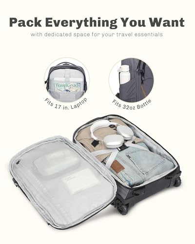 Hynes Eagle 2 in 1 Travel Backpack Set Rolling Backpack with Wheels Carry on Luggage 43L with Personal Item Bag for Men Women 17 inches Laptop Backpack Dark Grey - color: Dark Grey