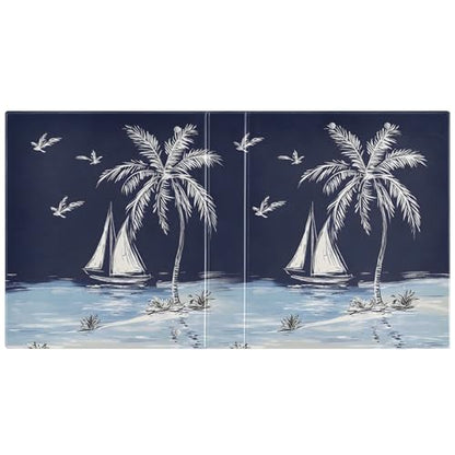 Hawaiian Palm Tree on Navy Blue 3 Ring Binders 1.5 Inch, PVC-Free Clear View Binders Hold 200 Sheets Open D Rings 2 Inner Pockets Clipboard Use, 1 Pack