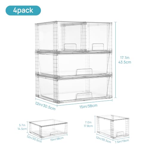 Vtopmart 4 pack Easily Clear Storage Dawers - style: 2 Wide+2 Medium
