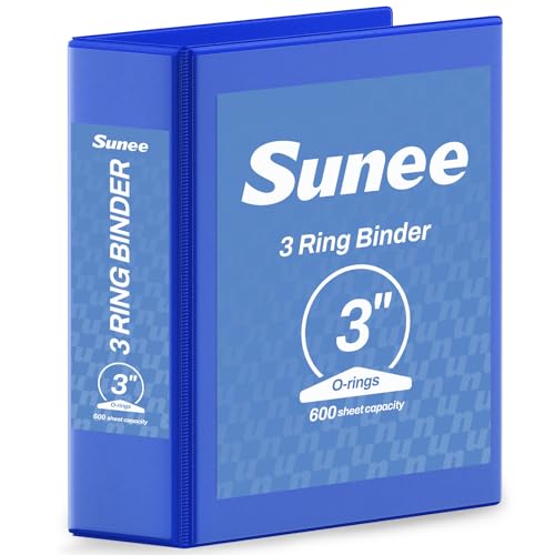 SUNEE 3 Ring Binder 3 Inch 1 Pack, Clear View Binder Three Ring PVC-Free (Fit 8.5x11 Inches) for School or Office Supplies, Cobalt Blue - color: Cobalt Blue, size: 3 Inch
