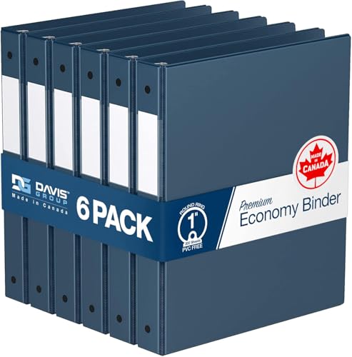 Premium Economy 6-Pack 3-Ring Binders for School or Office, Round-Ring Binders, 1 Inch, Navy Blue - color: Navy Blue, size: 1 Inch