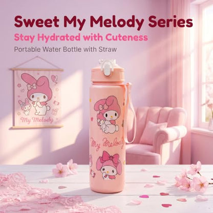 Cartoon Huntrix Water Bottle for Girls, 25oz Leak Proof with Straw Lid, Gifts for Girls (Melody) - color: Melody