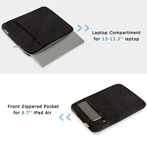 Laptop Sleeve,BAGSMART Laptop Cover Compatible with 13-13.3 inch Notebook,MacBook Air,MacBook Pro 14 Inch,Computer,Water Repellent Protective Case with Pocket,Black - color: Black, size: 13-13.3 Inch