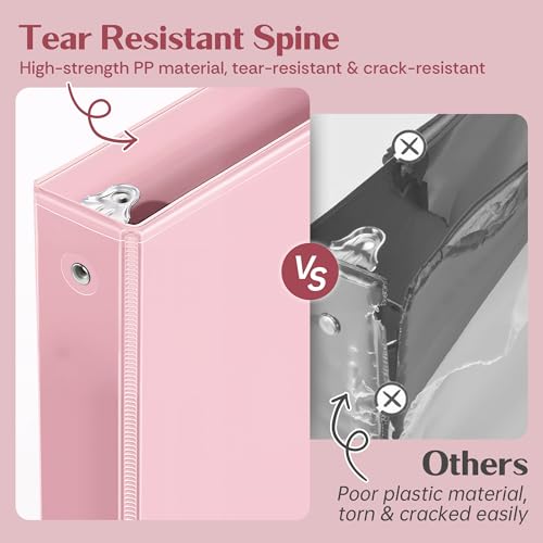 Deli 1-inch 3 Ring Binder with 2 Interior Pockets, 175 Sheets Capacity, 1 inch Binders fits 11" x 8.5" US Letter Size, Pink, 2 Pack